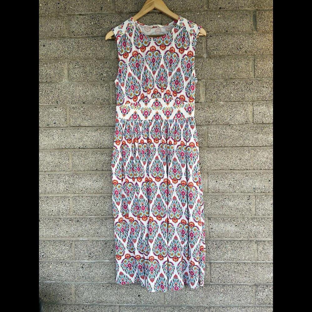 Boden Womens Thea Sleeveless Paisley Midi Dress US8R Multi/Floral Stamp